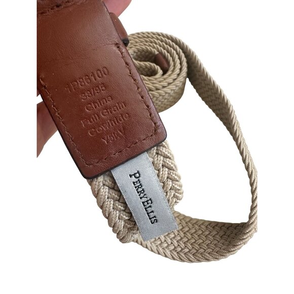 PERRY ELLIS Men's Beige Braided Woven Belt Size 38 - Picture 7 of 7